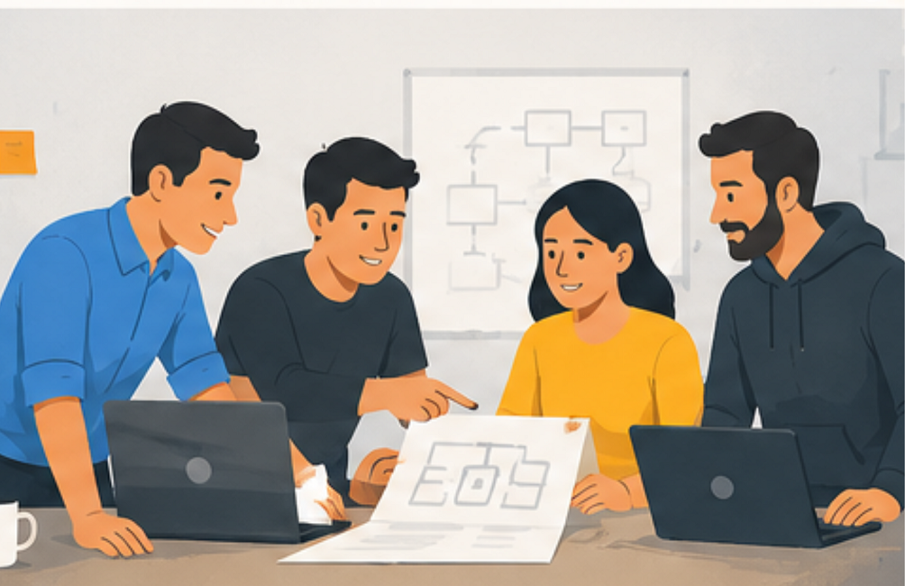 Une équipe construit Mango ensemble